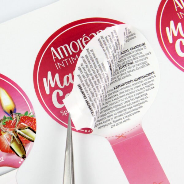 Custom Double Laminated 3 Sides Peelable Bottle Label Sticker Design